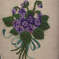 Vintage Crewel Needlework Embroidered Purple Flowers Professionally Framed Art