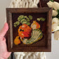Vintage Vegetable Squash, Pumpkin, and Beans Needlework Embroidery Professionally Framed