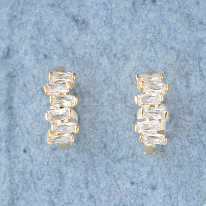 Sterling Silver or 14k Gold Cubic Zirconia Huggie Hoop Earring
