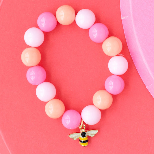 Stretch Beaded Bracelet Bee Charm Children's Jewelry