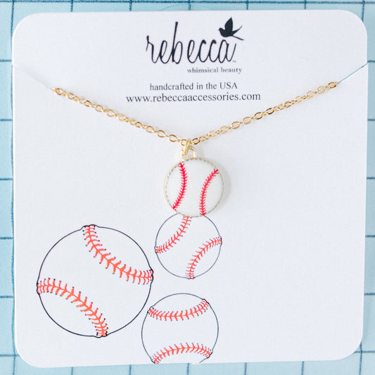 Baseball Enamel Charm Necklace