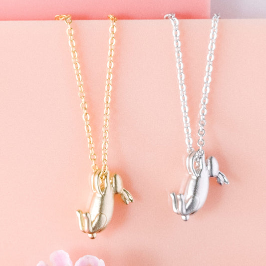 Bunny Leaping Charm Dainty Necklace