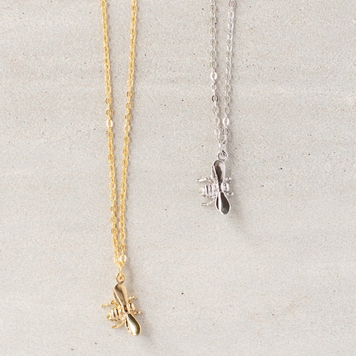 Flying Bee Charm Necklace