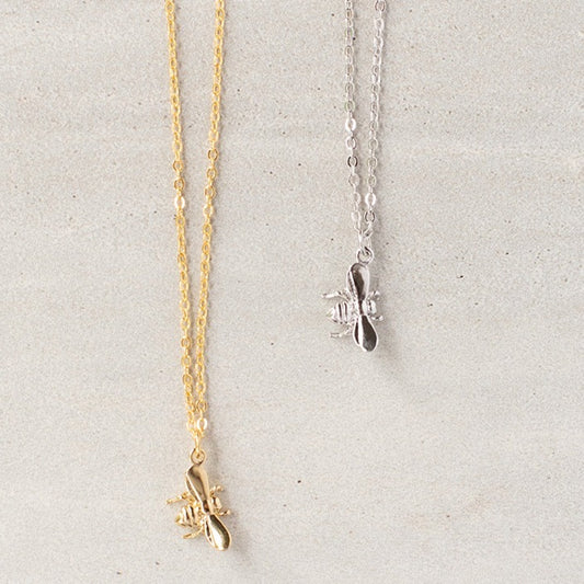 Flying Bee Charm Necklace