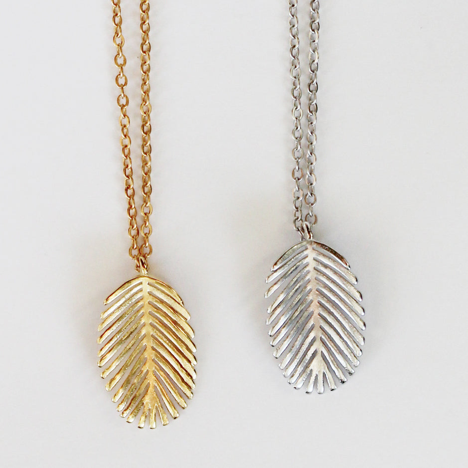 Palm Frond Leaf Charm Necklace