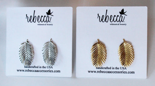 Palm Frond Leaf Post Earring