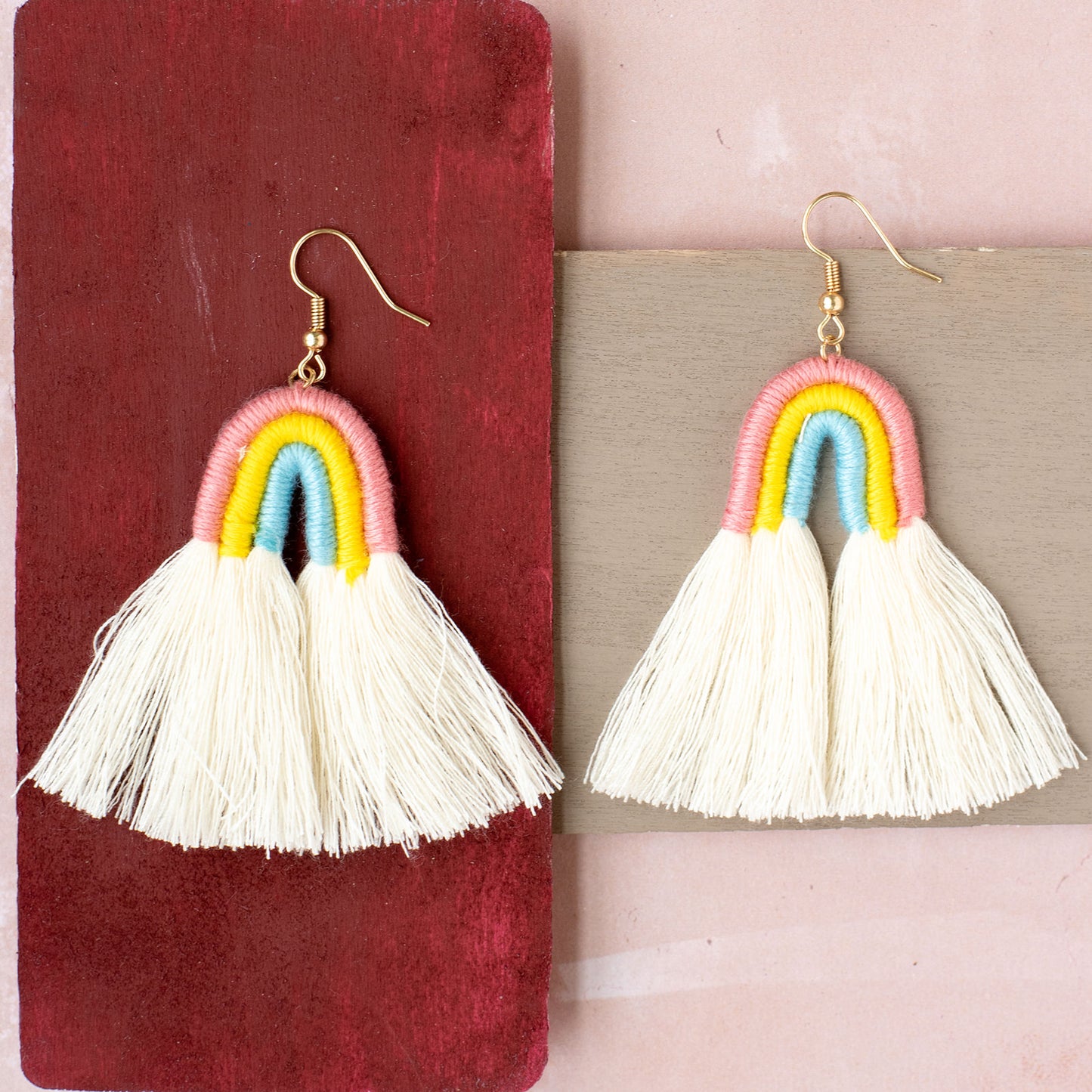 Rainbow Thread Dangle Earring