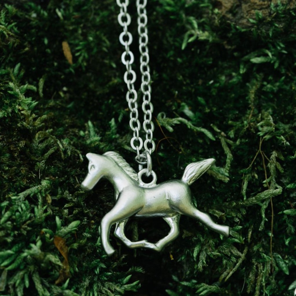 14k Gold or Sterling Silver Running Horse Charm Necklace  display picture 1