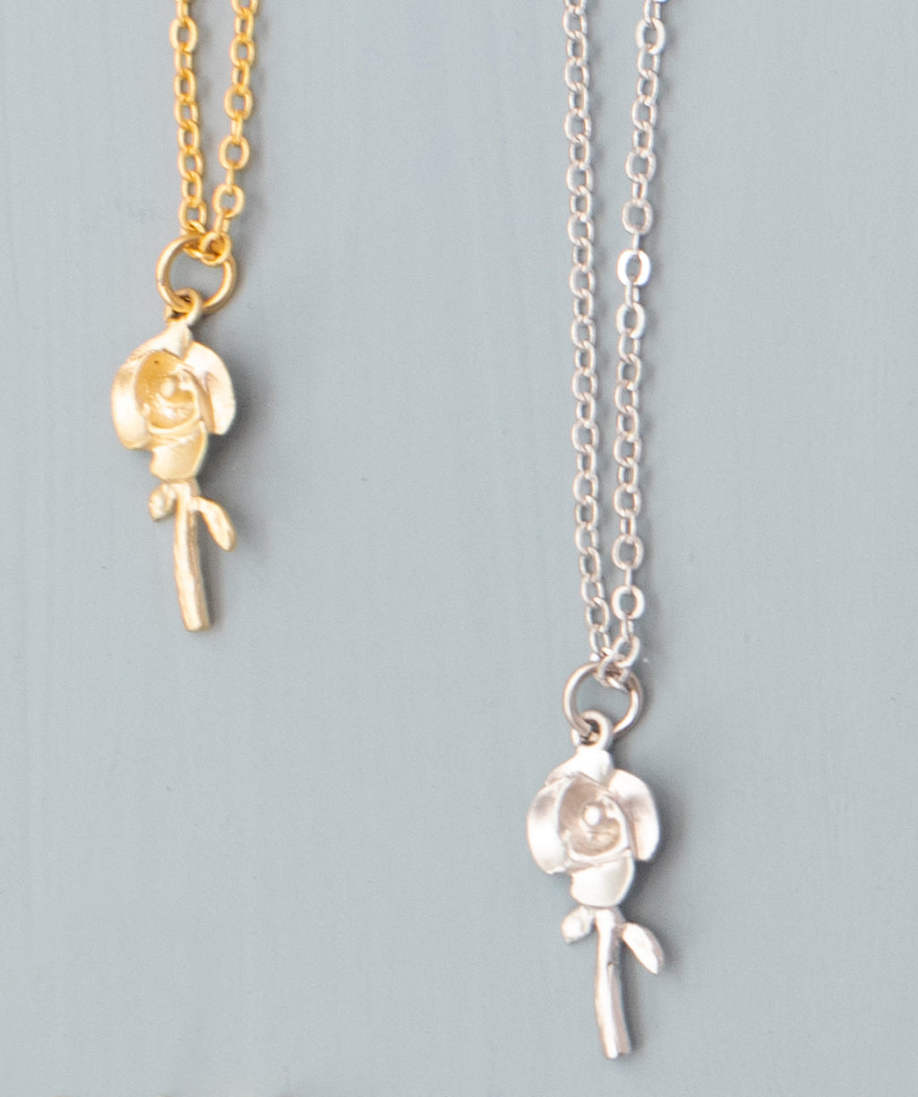 Rose Flower Charm Necklace