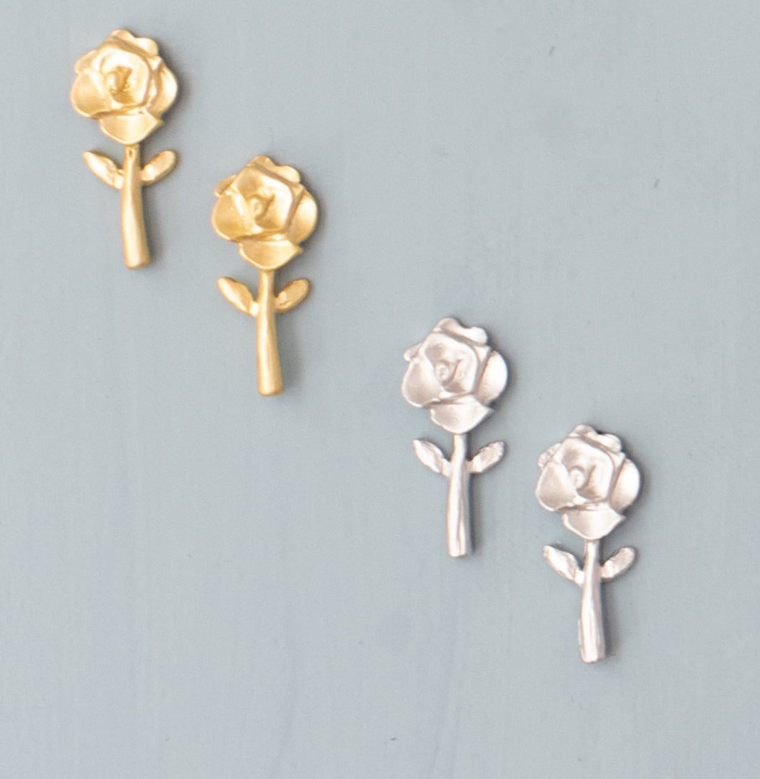 Rose Flower Post Earrings
