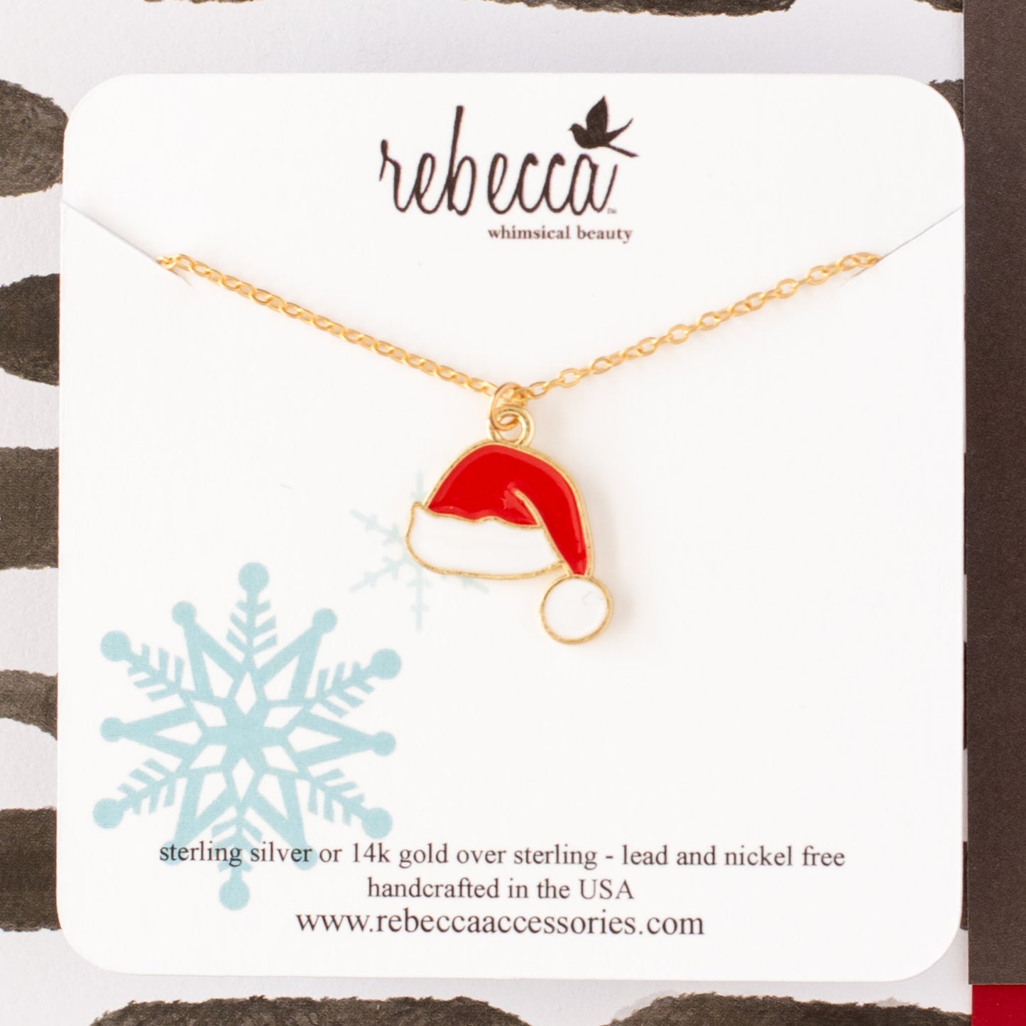 Santa Hat Enamel Charm Necklace - Children's Christmas