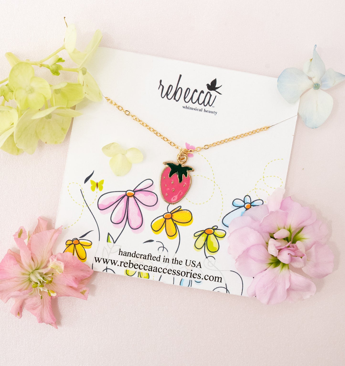 Strawberry Enamel Charm Children's Necklace