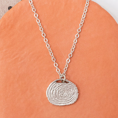 Tree Stump Impression Charm Necklace – Matte Sterling Silver or 14K Gold Over Sterling | Nature-Inspired Jewelry